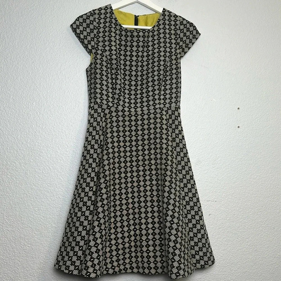 Maeve Anthropologie Jacquard Geometric Cap Sleeve Skater Dress Womens Size 0 - Picture 2 of 14